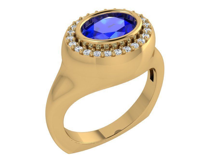 Nice blue stone diamond ring 3476 3D print model 3D print model_1