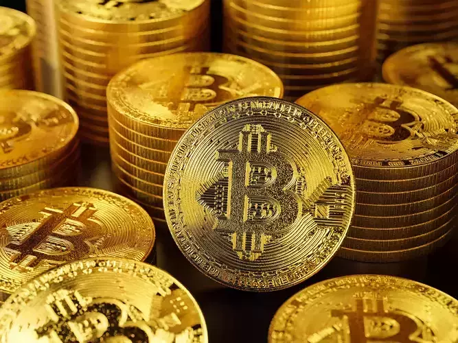 Realistic bitcoin gold coin
