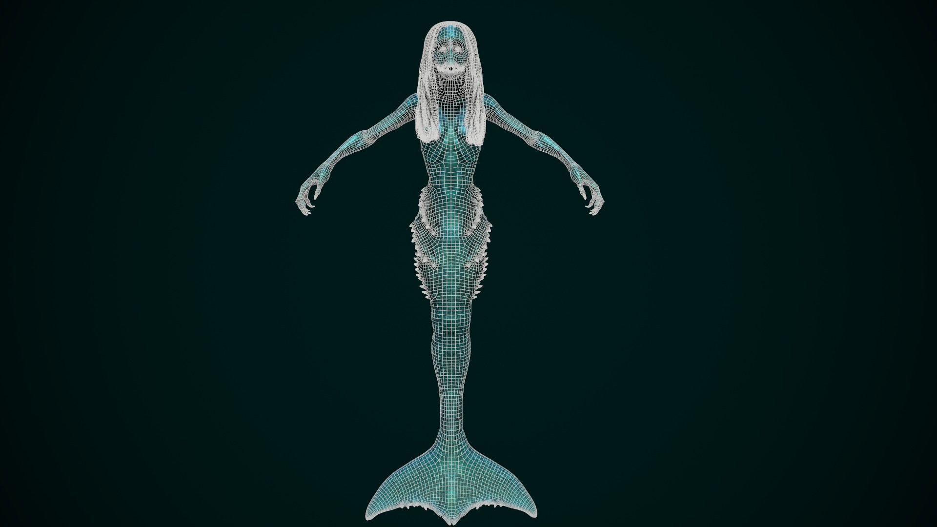 Horror Mermaid Low-poly 3D model_5