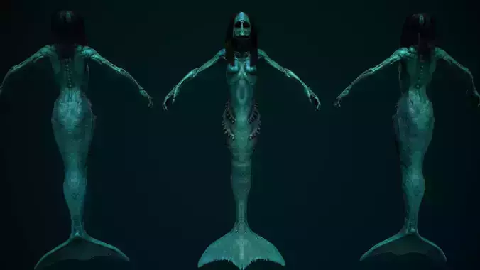 Horror Mermaid Low-poly 3D model