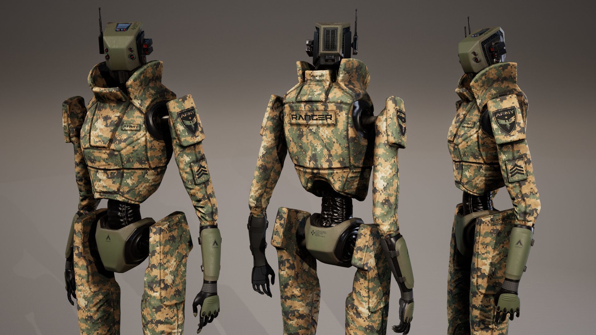 Robot 3 Low-poly 3D model_16