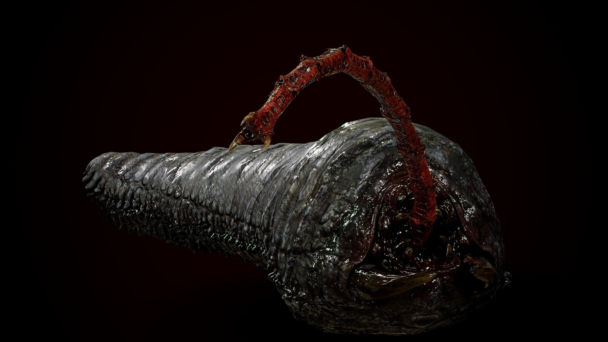 Worm Horror Low-poly 3D model_1