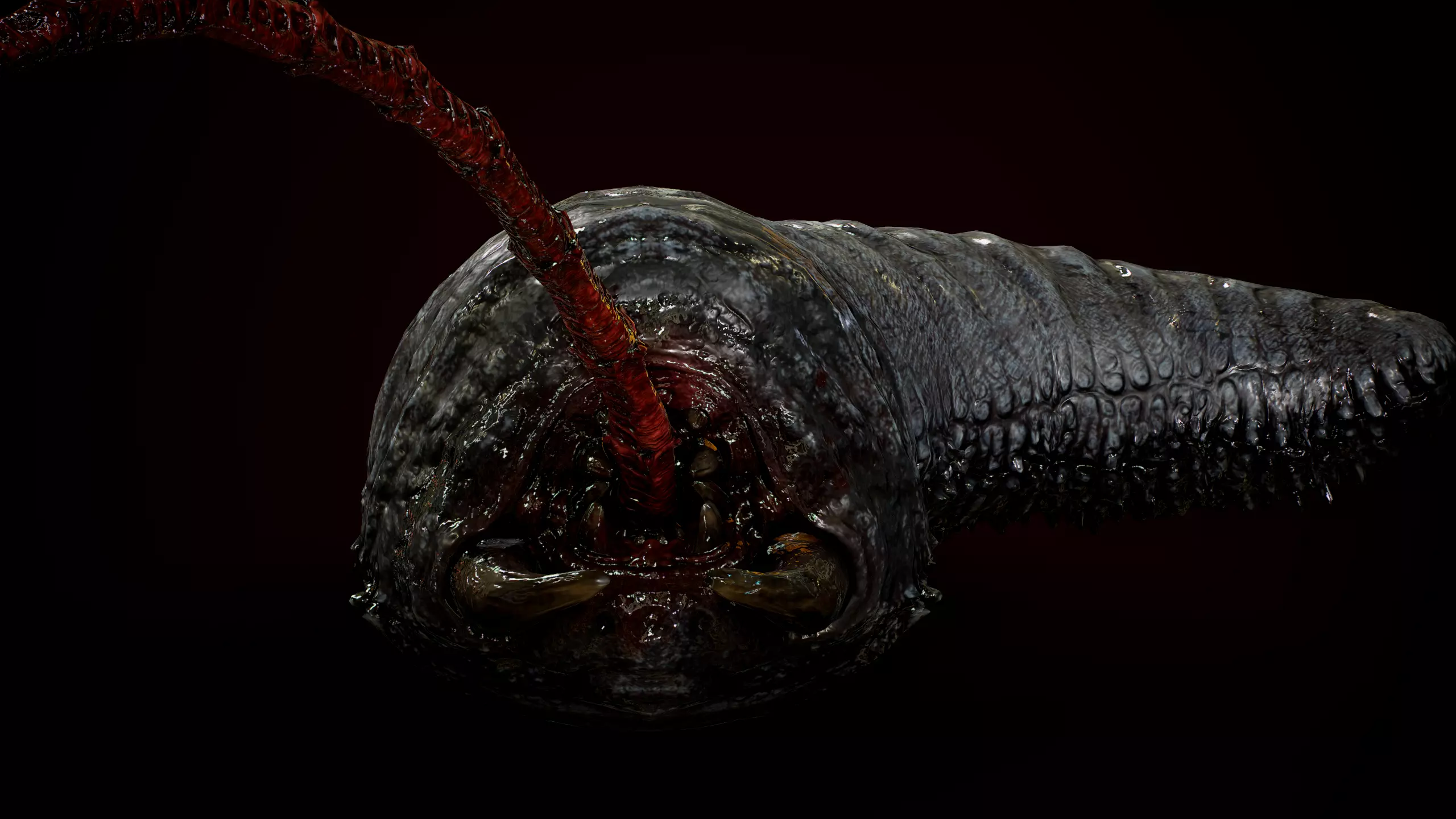 Worm Horror Low-poly 3D model_0