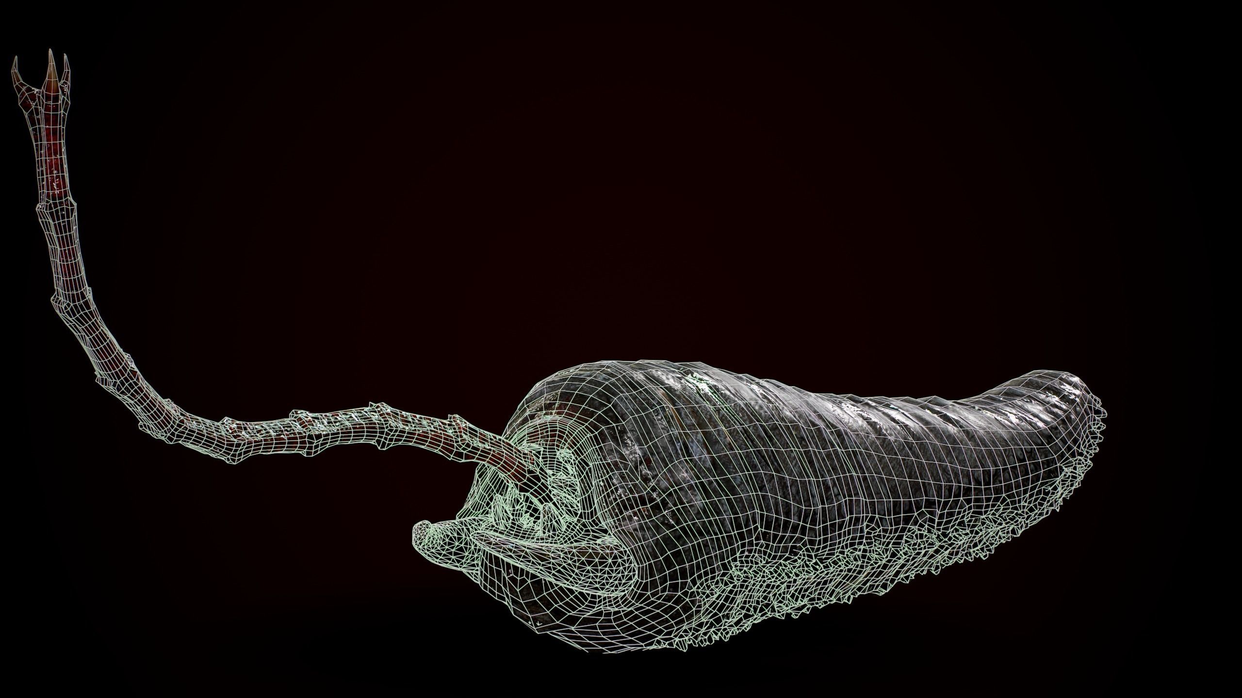 Worm Horror Low-poly 3D model_4