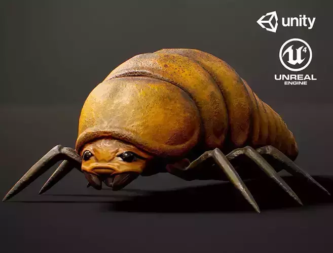 Larva insect1 - Game Ready Low-poly 3D model