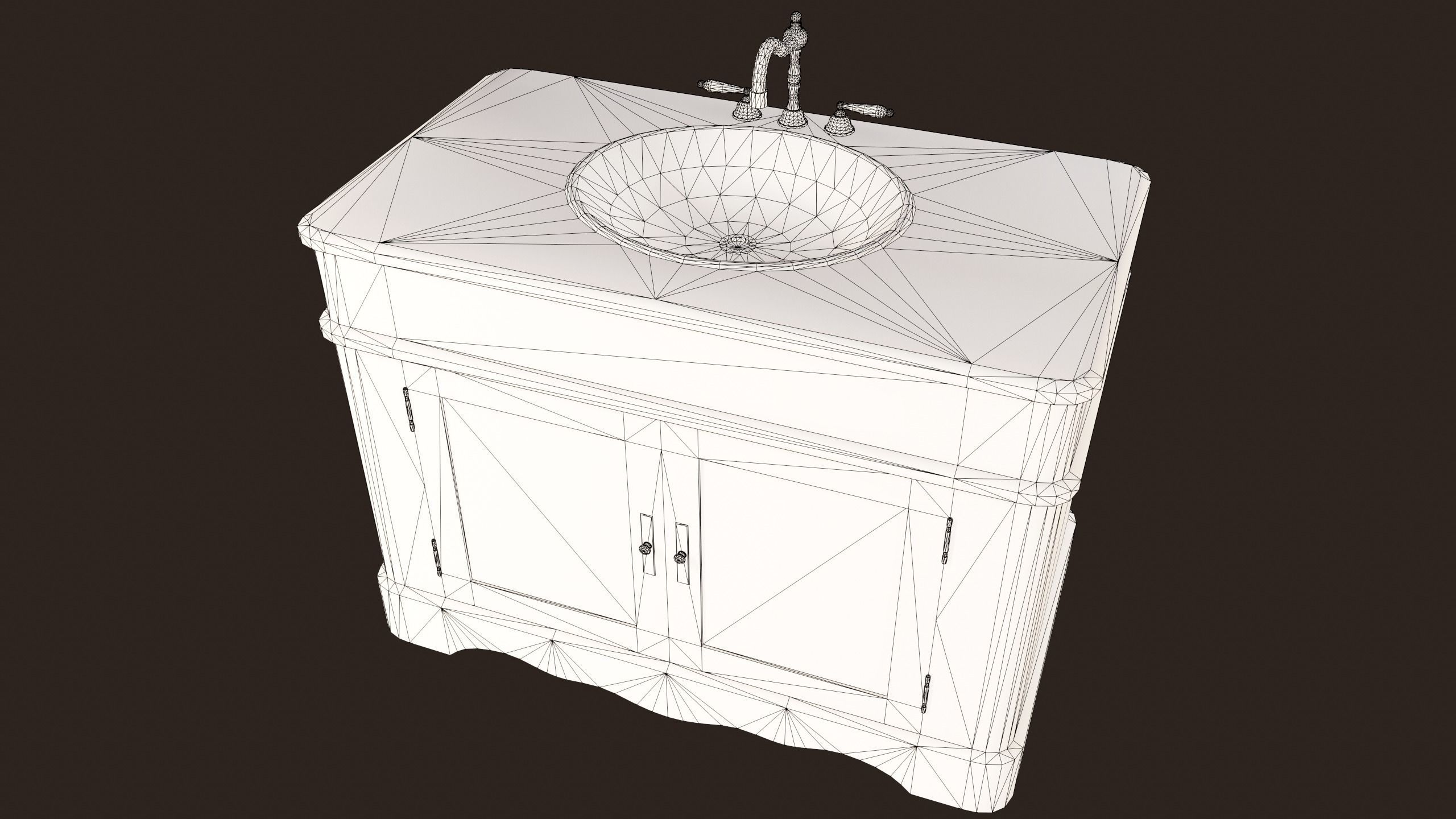 Antique Sink - PBR Game Ready Low-poly 3D model_9