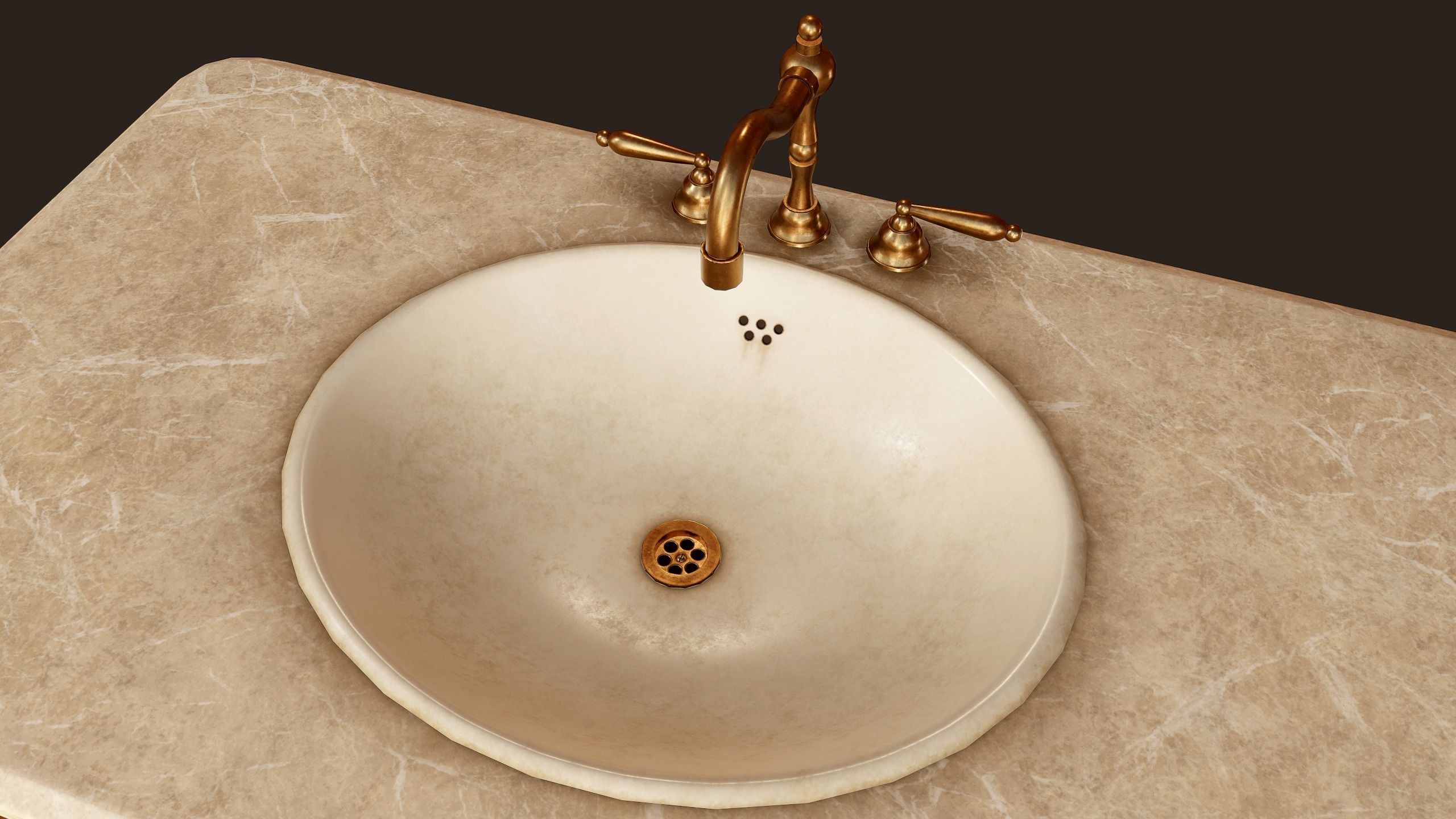 Antique Sink - PBR Game Ready Low-poly 3D model_6