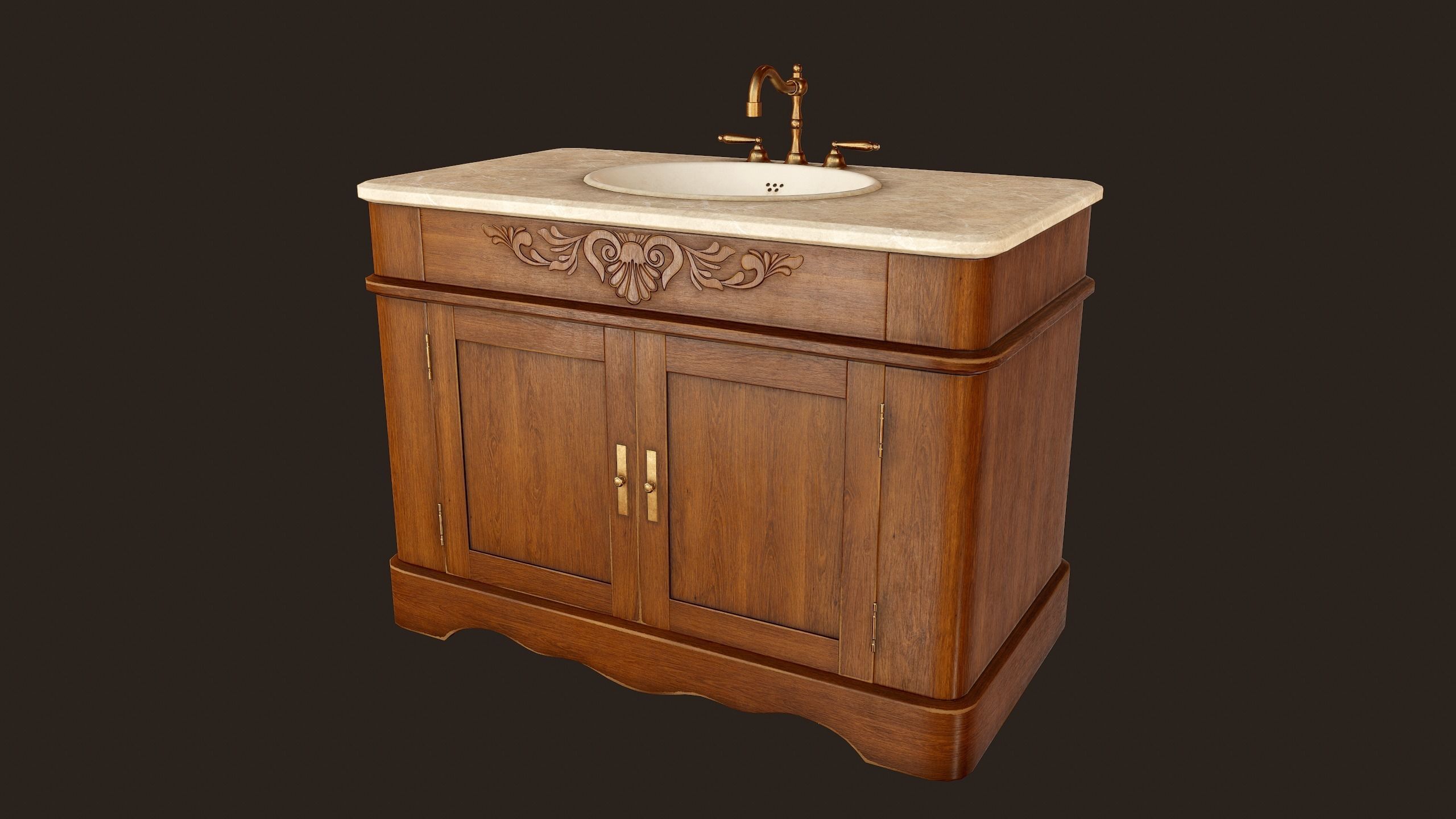 Antique Sink - PBR Game Ready Low-poly 3D model_2