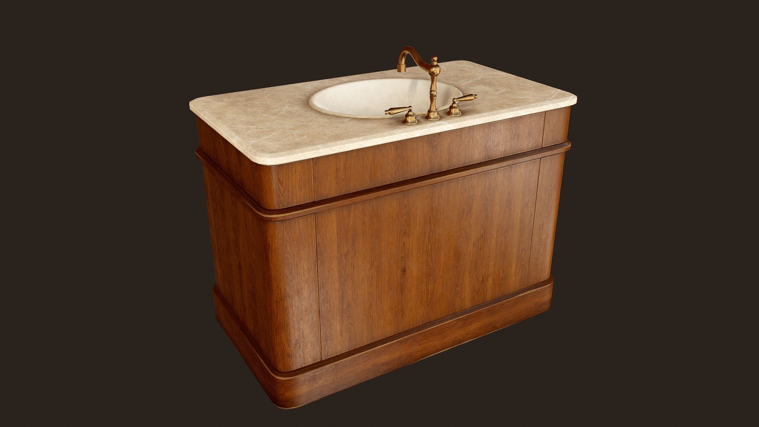 Antique Sink - PBR Game Ready Low-poly 3D model_8