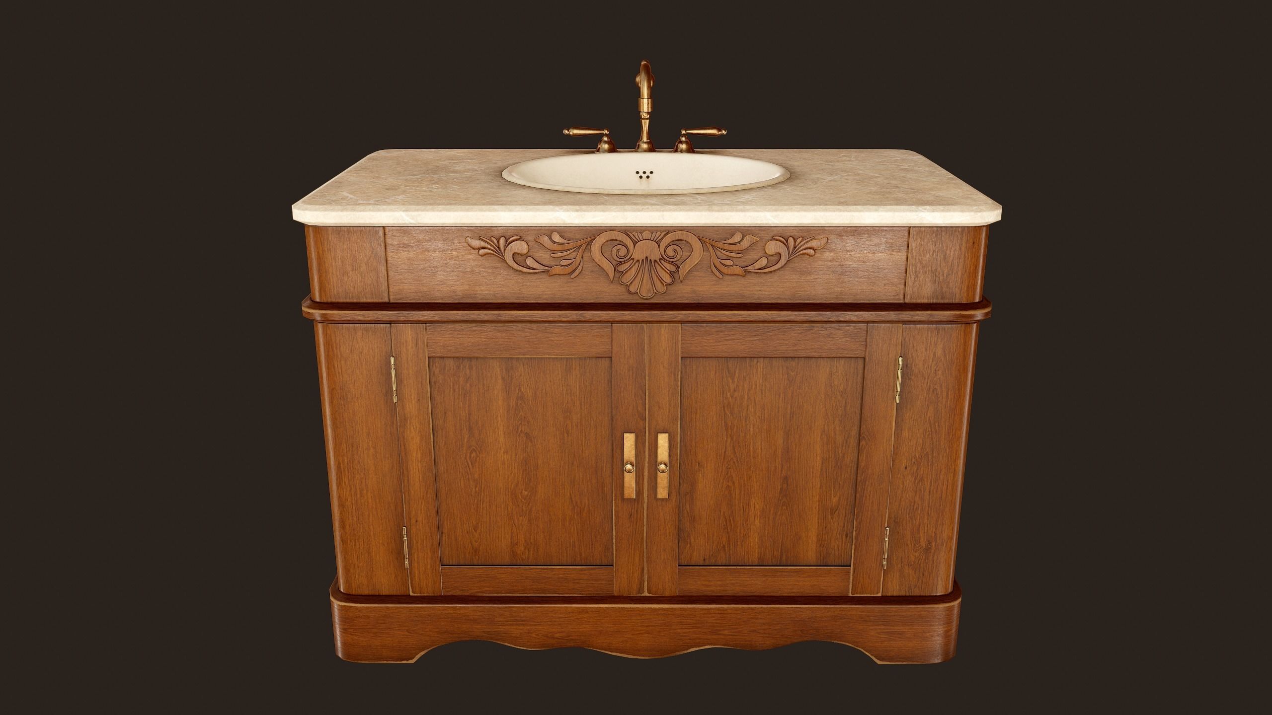 Antique Sink - PBR Game Ready Low-poly 3D model_7