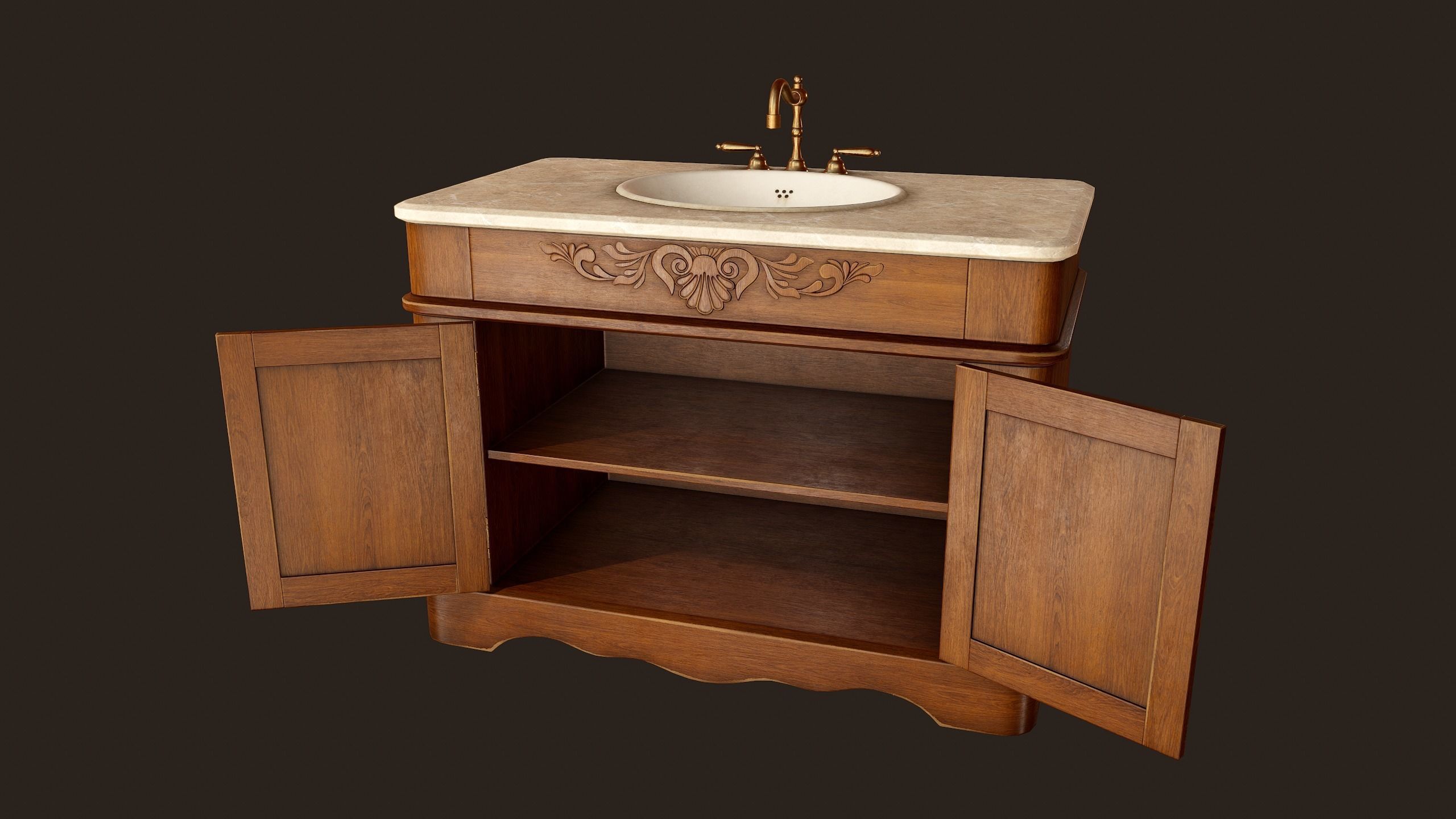 Antique Sink - PBR Game Ready Low-poly 3D model_4