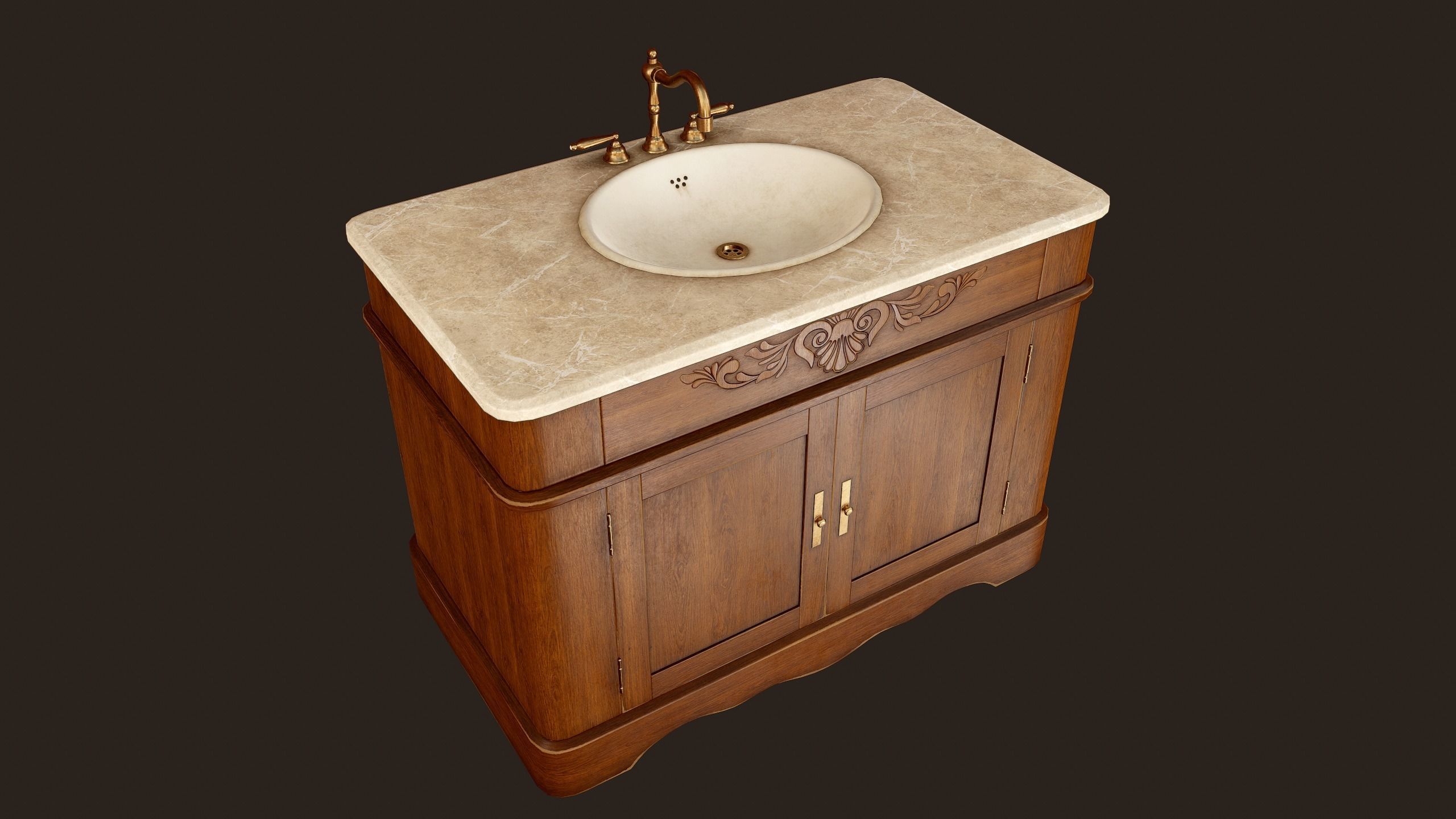 Antique Sink - PBR Game Ready Low-poly 3D model_3