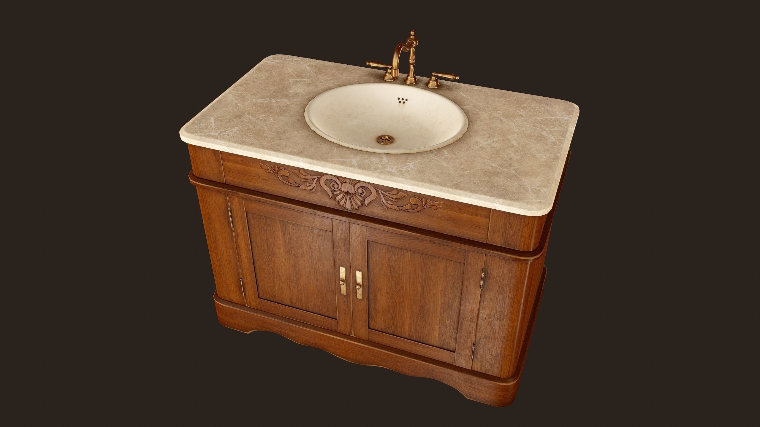 Antique Sink - PBR Game Ready Low-poly 3D model_5
