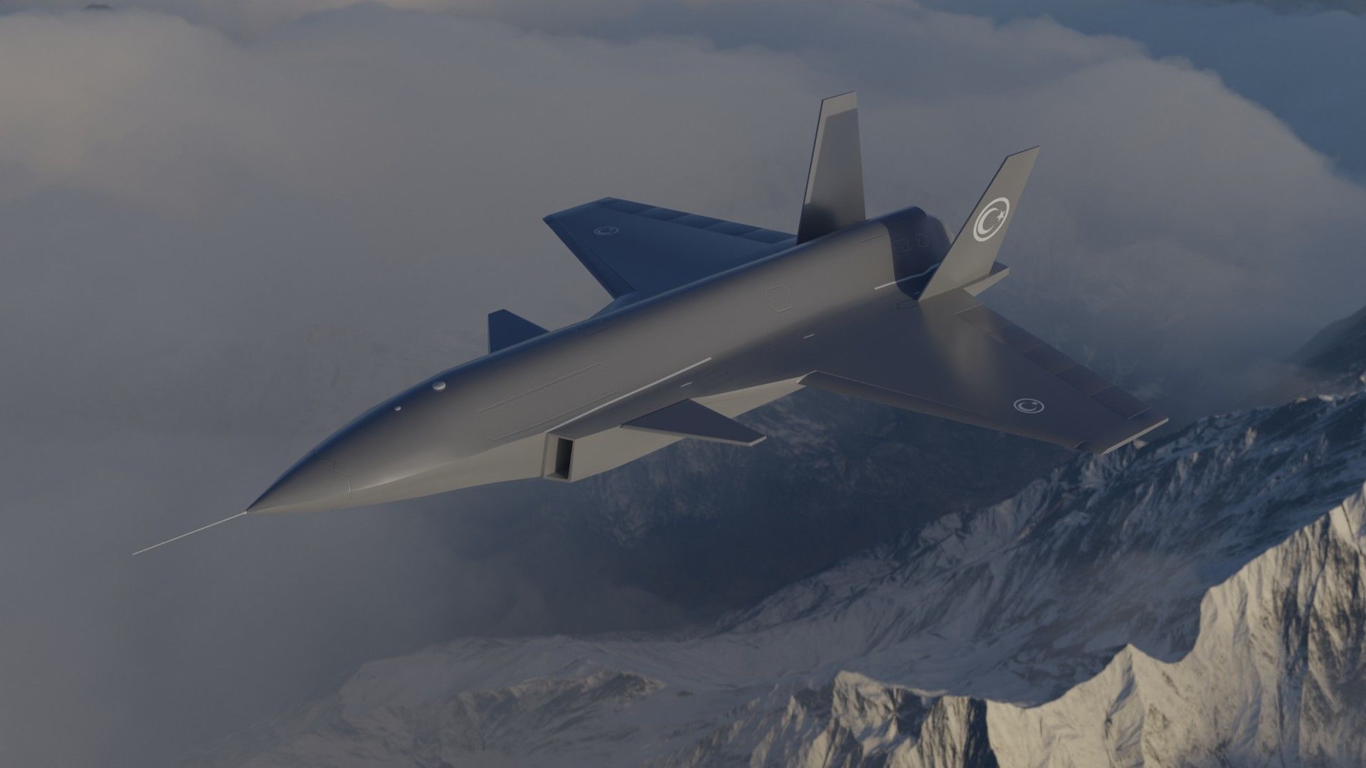 Bayraktar Kizilelma MIUS 3D rigged and  Low-poly 3D model_6