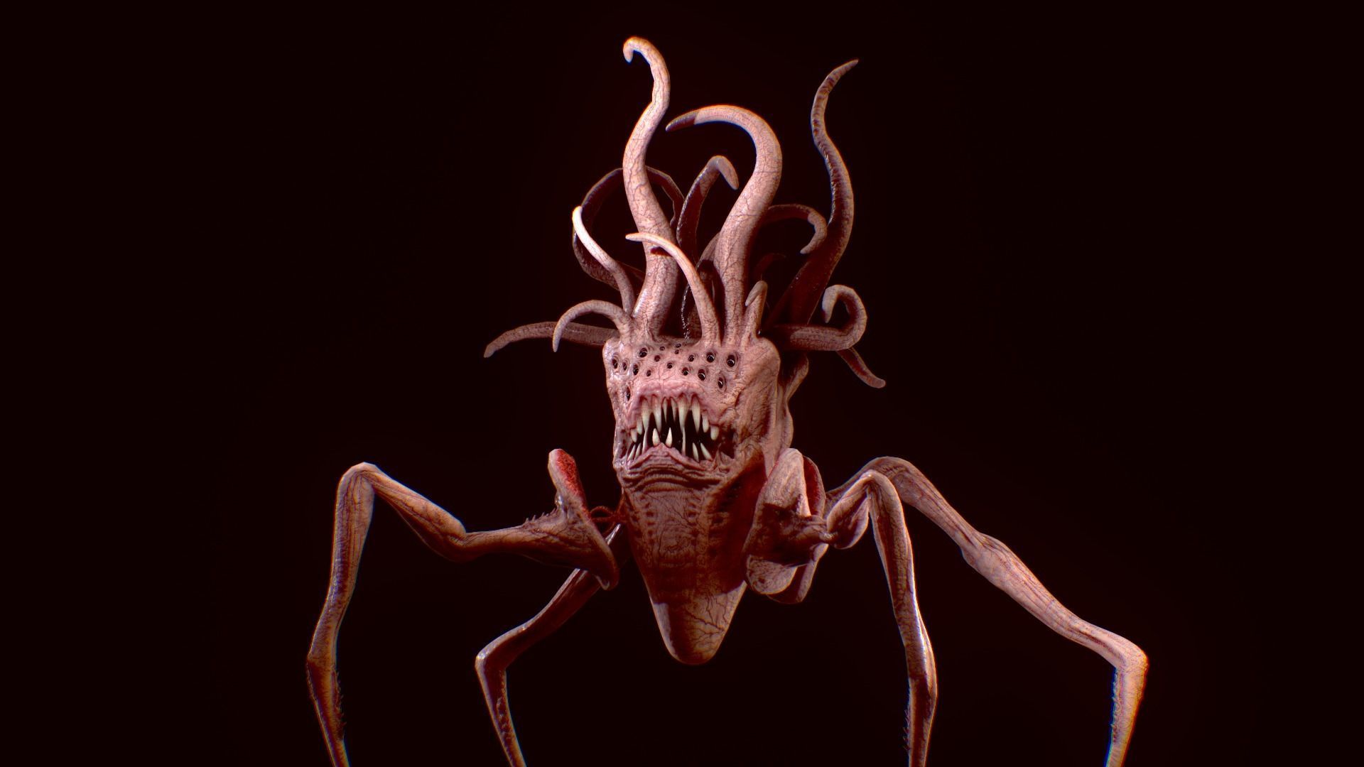 Lovecraftian Horror monster Low-poly 3D model_3
