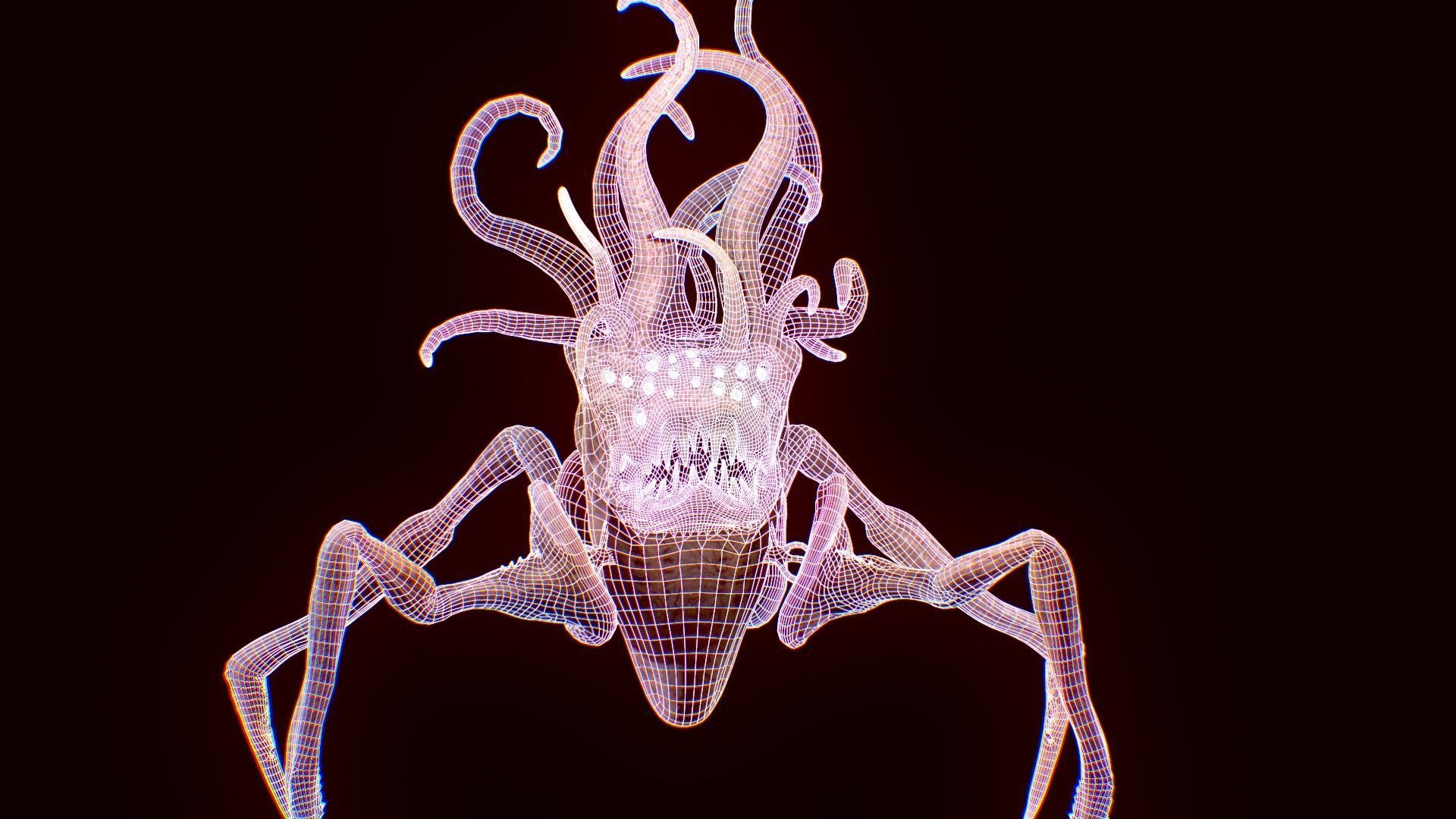 Lovecraftian Horror monster Low-poly 3D model_5