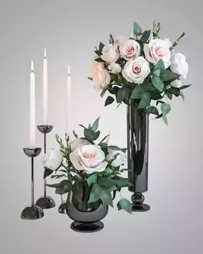 Decorative Set Flower and Candle