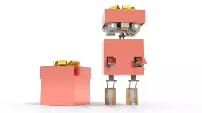 Gift Present Robot Rigged Low-poly 3D model