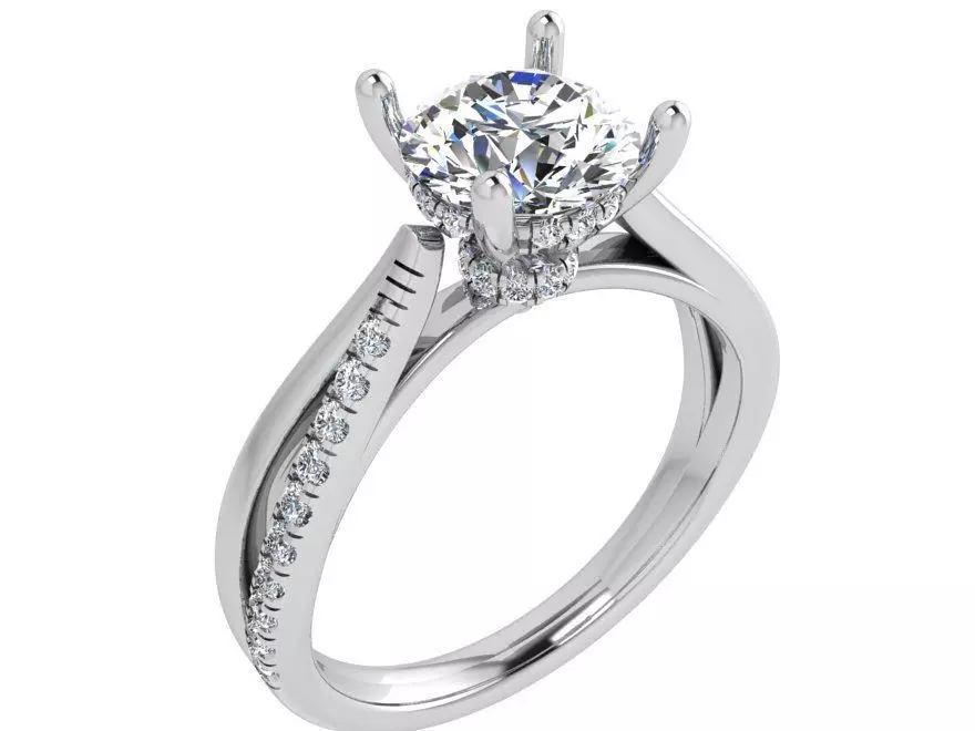 Diamond signet ring 3477 3D print model 3D print model_0