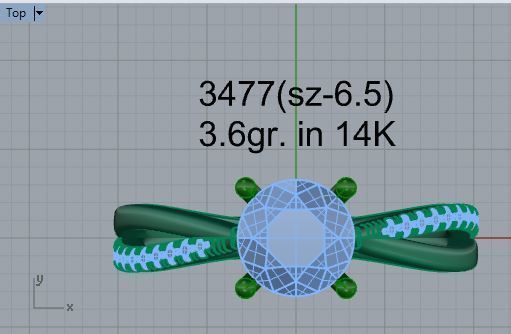 Diamond signet ring 3477 3D print model 3D print model_4