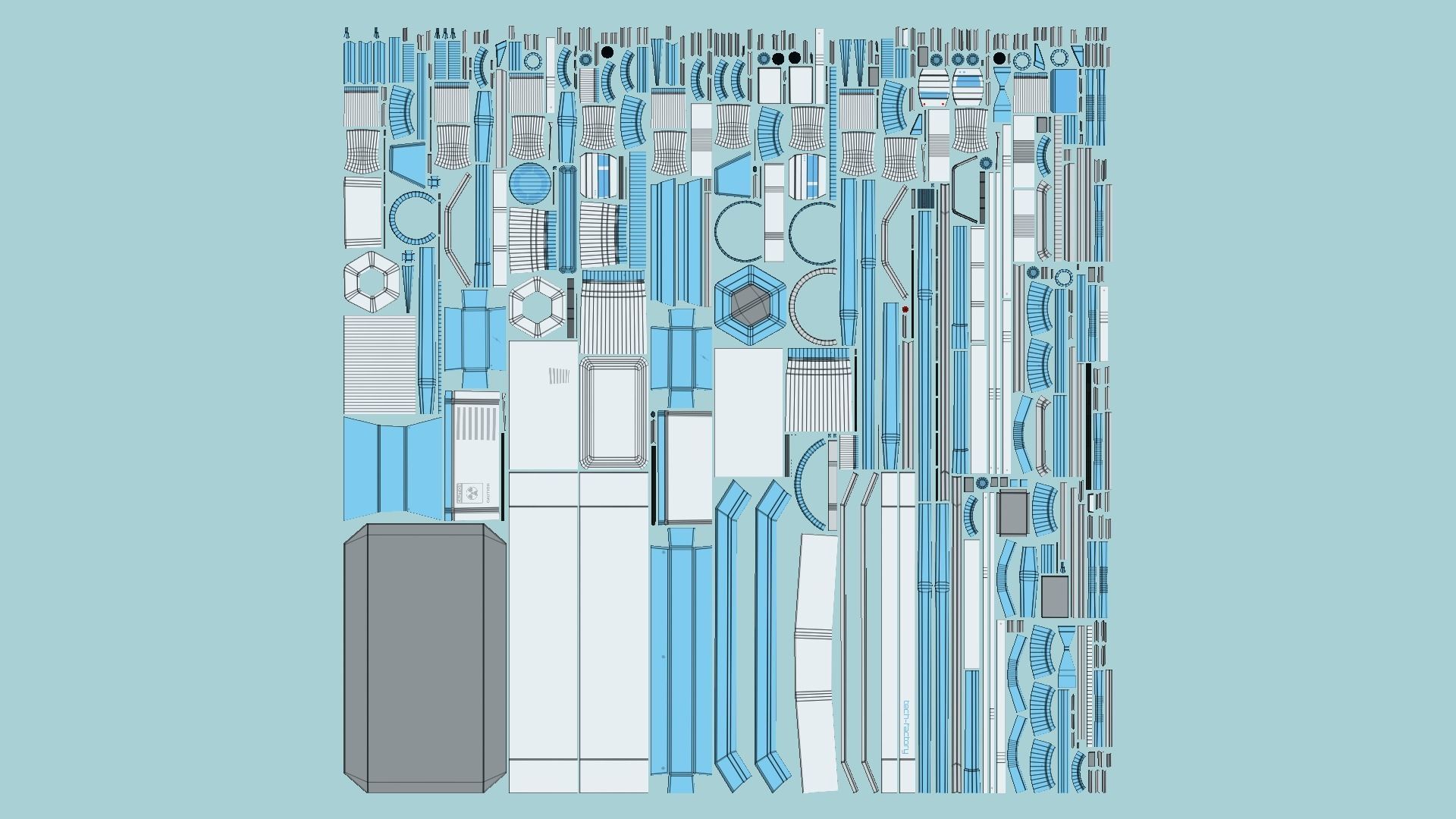 SciFi Factory A01 White Blue - Sci Fi Exterior Design Low-poly 3D model_5