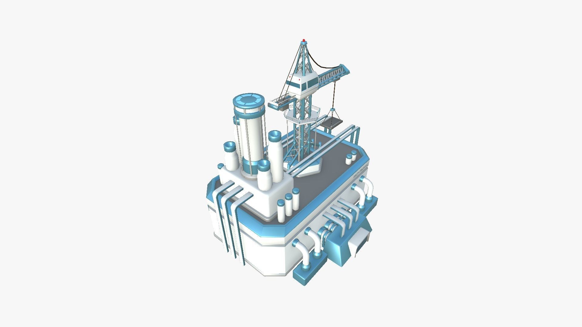 SciFi Factory A01 White Blue - Sci Fi Exterior Design Low-poly 3D model_2