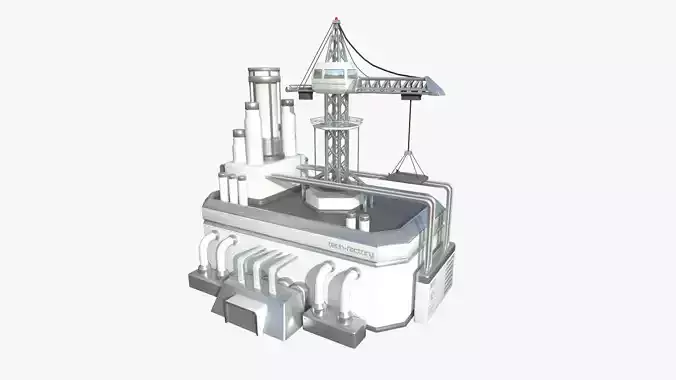 SciFi Factory A02 White Gray - Sci Fi Exterior Design Low-poly 3D model