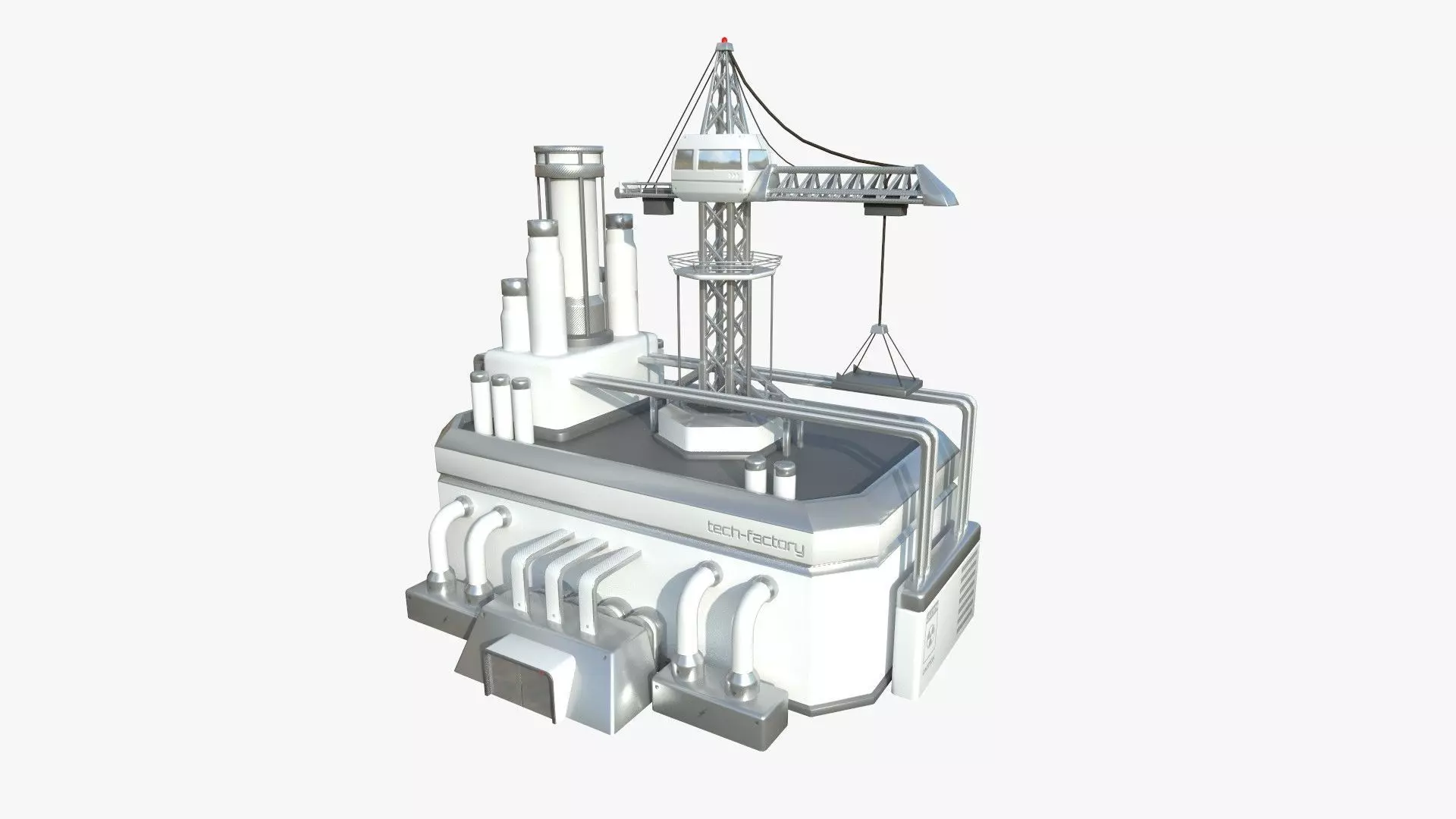 SciFi Factory A02 White Gray - Sci Fi Exterior Design Low-poly 3D model_0