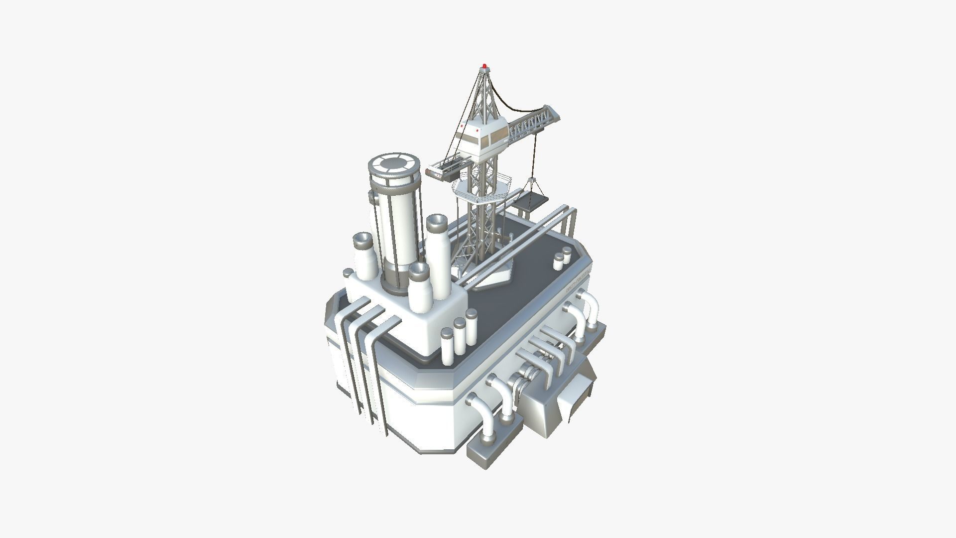 SciFi Factory A02 White Gray - Sci Fi Exterior Design Low-poly 3D model_2