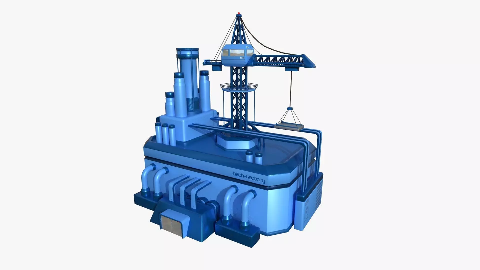 SciFi Factory A03 Blue - Sci Fi Exterior Design Low-poly 3D model_0