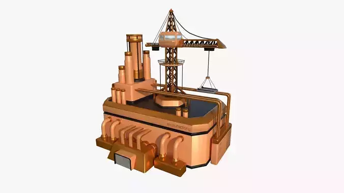 SciFi Factory A04 Orange - Sci Fi Exterior Design Low-poly 3D model