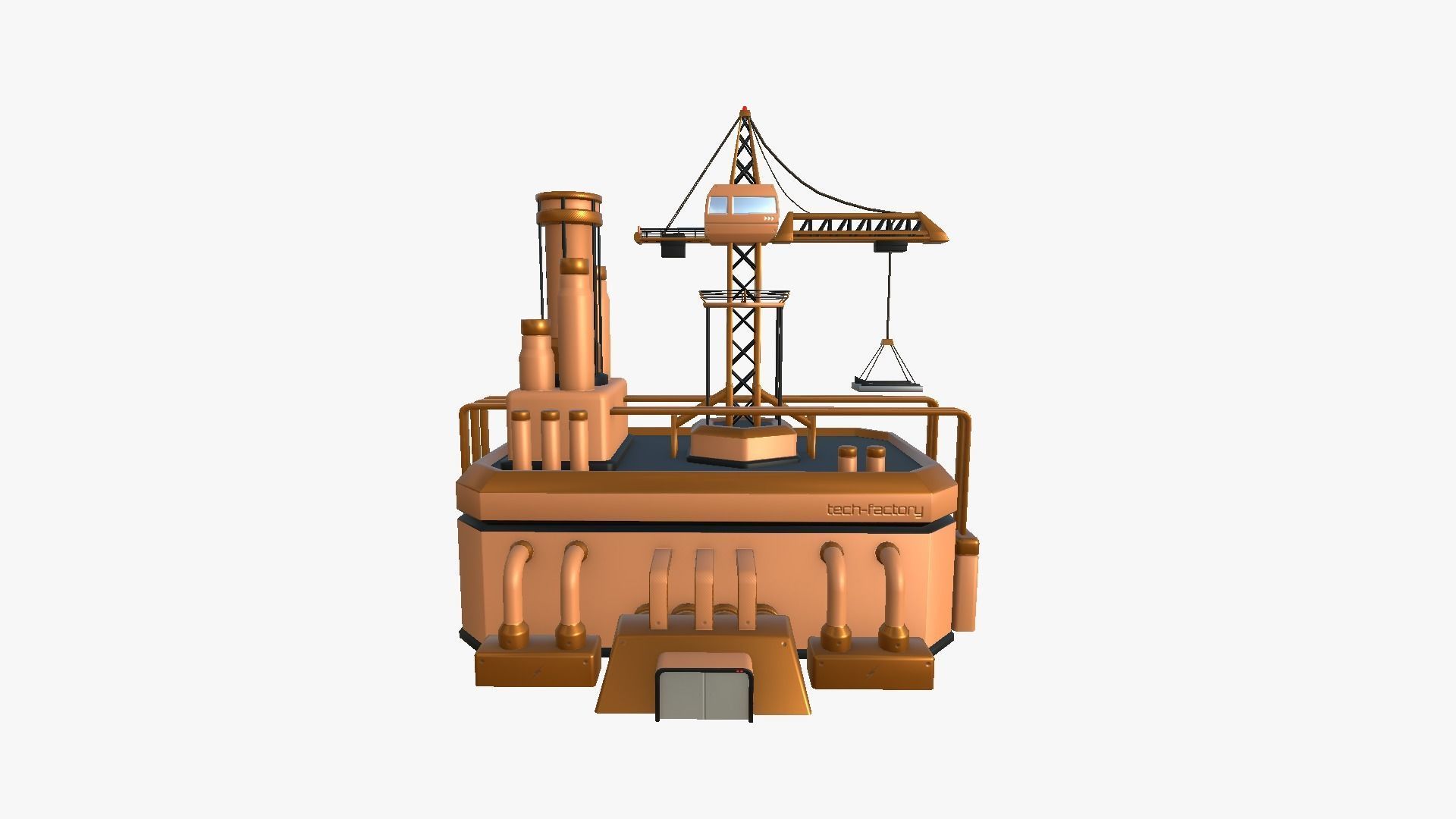 SciFi Factory A04 Orange - Sci Fi Exterior Design Low-poly 3D model_1