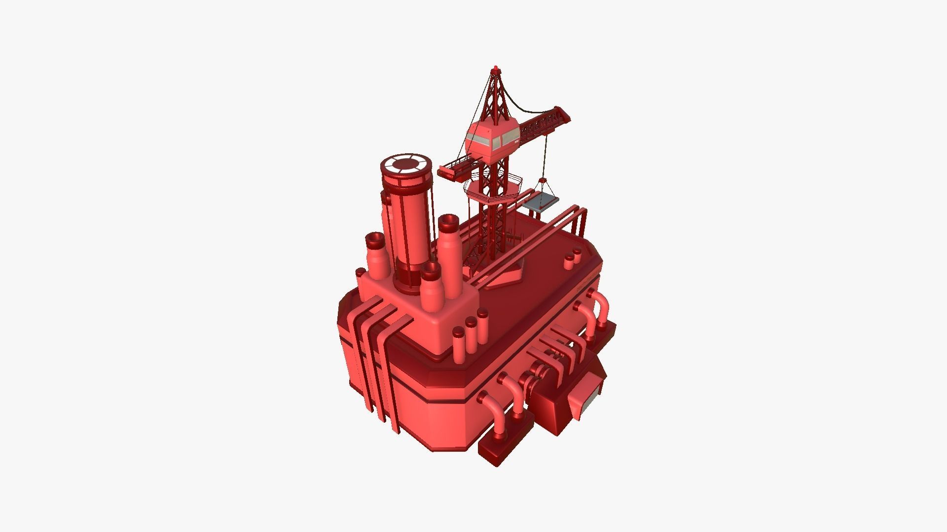 SciFi Factory A05 Red - Sci Fi Exterior Design Low-poly 3D model_2