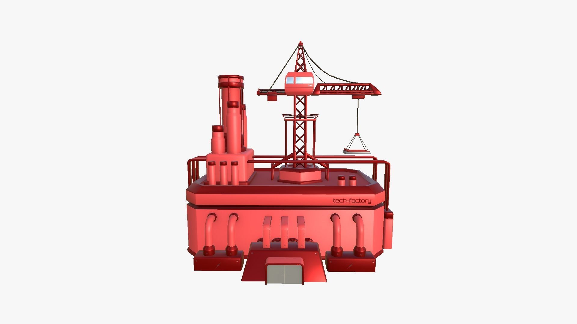 SciFi Factory A05 Red - Sci Fi Exterior Design Low-poly 3D model_1