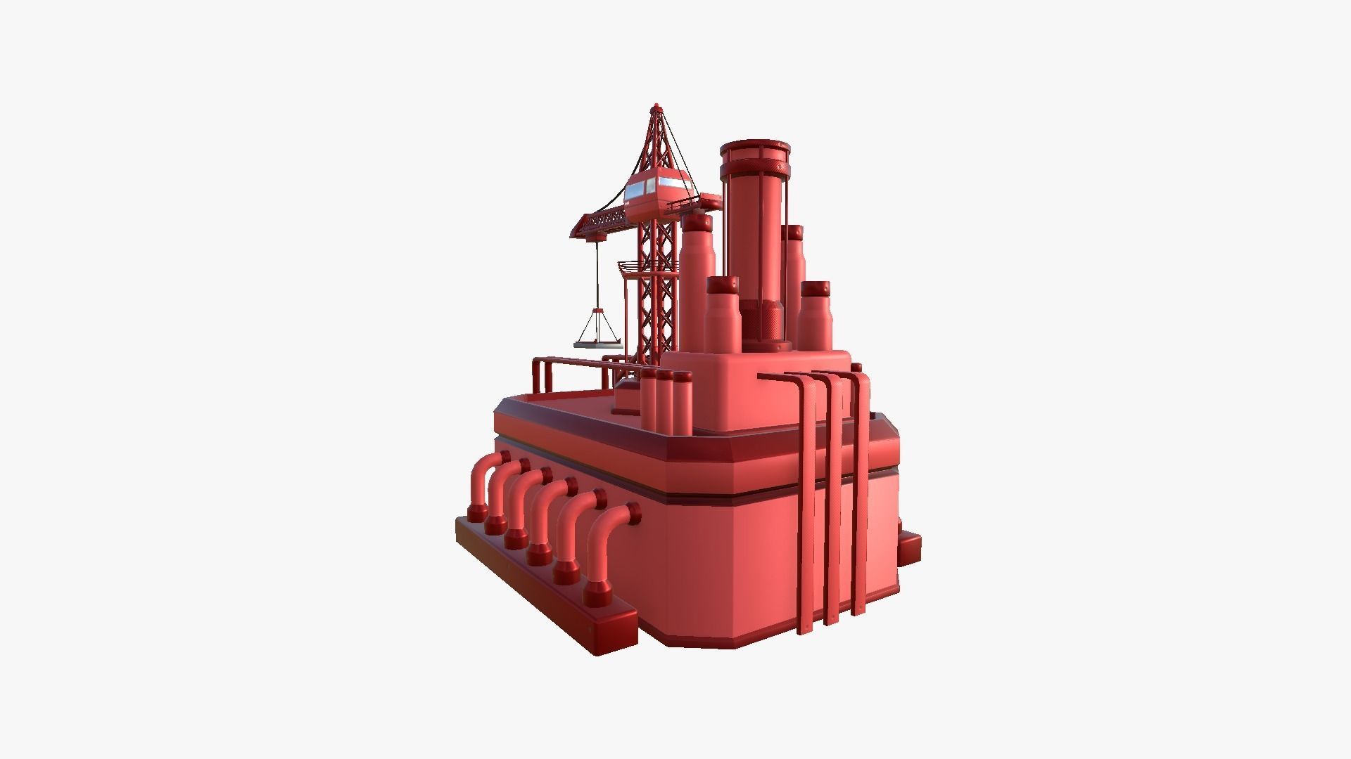 SciFi Factory A05 Red - Sci Fi Exterior Design Low-poly 3D model_4