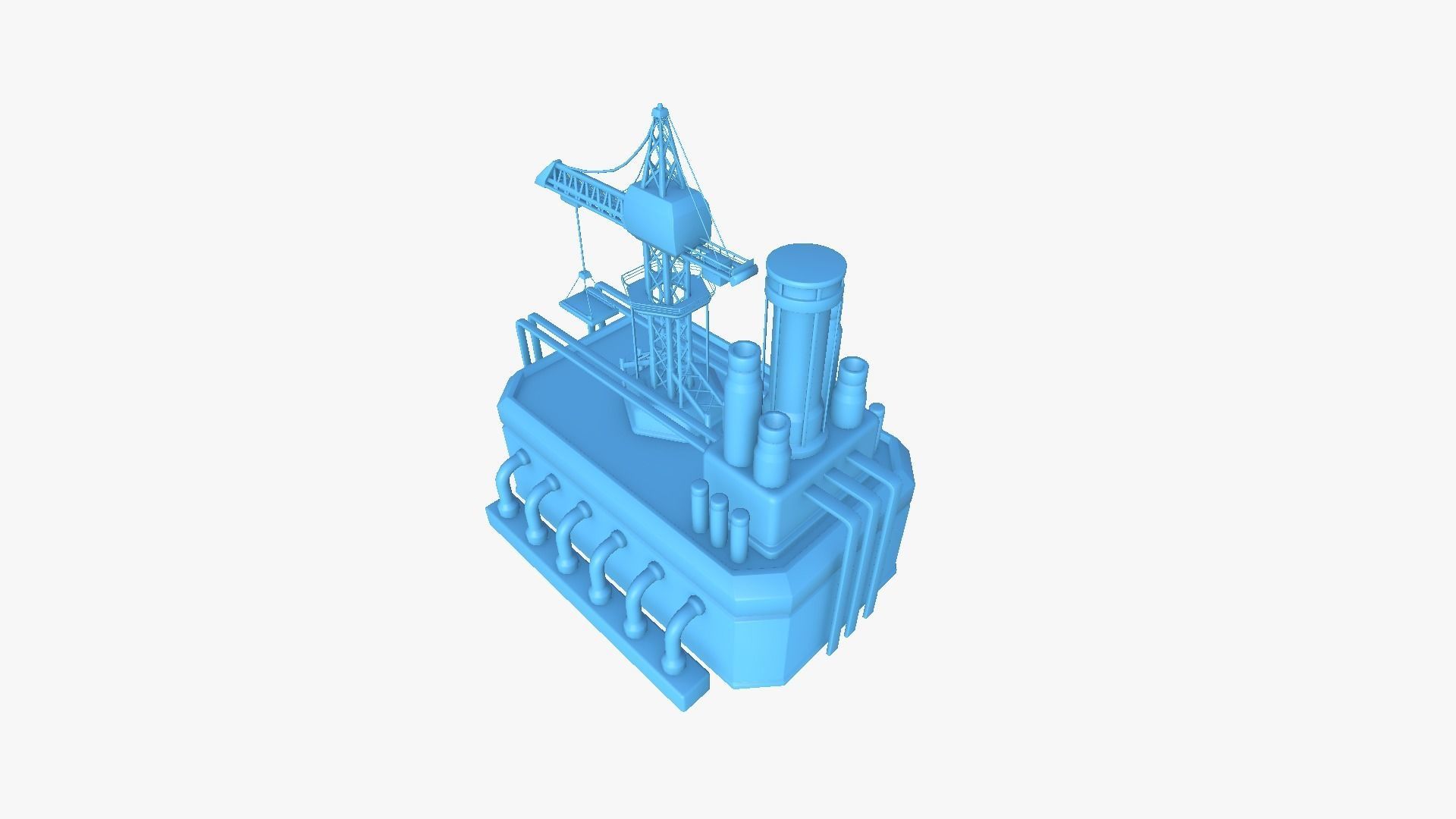 SciFi Factory A05 Red - Sci Fi Exterior Design Low-poly 3D model_12