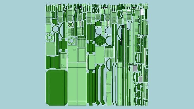SciFi Factory A06 Green - Sci Fi Exterior Design Low-poly 3D model 6