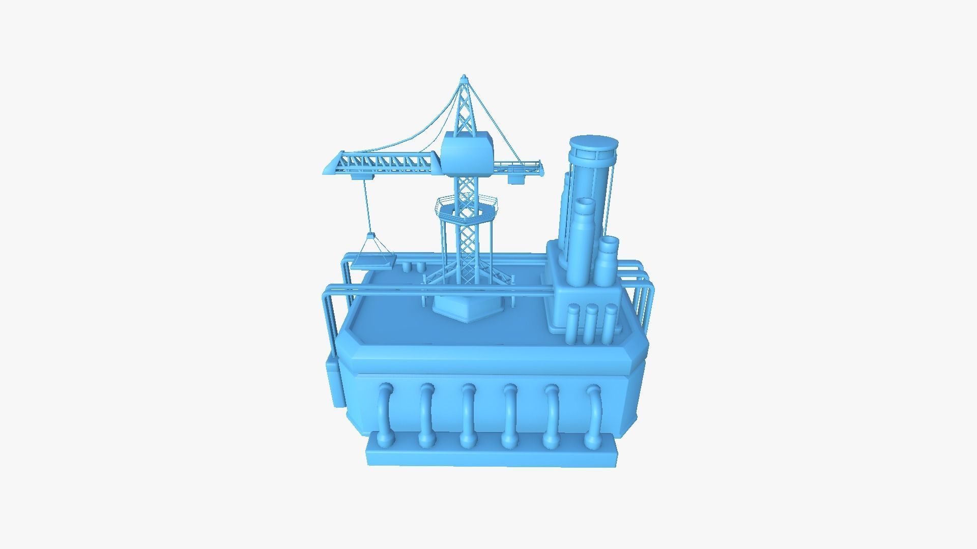 SciFi Factory A06 Green - Sci Fi Exterior Design Low-poly 3D model_11