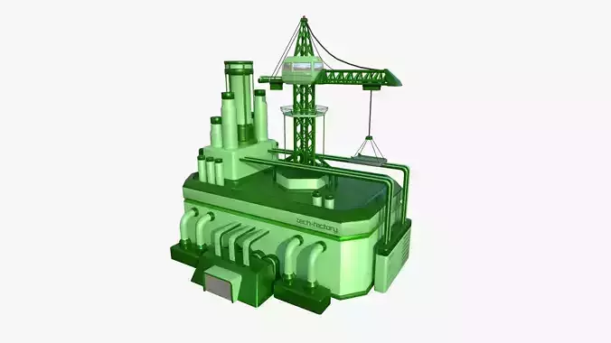 SciFi Factory A06 Green - Sci Fi Exterior Design Low-poly 3D model
