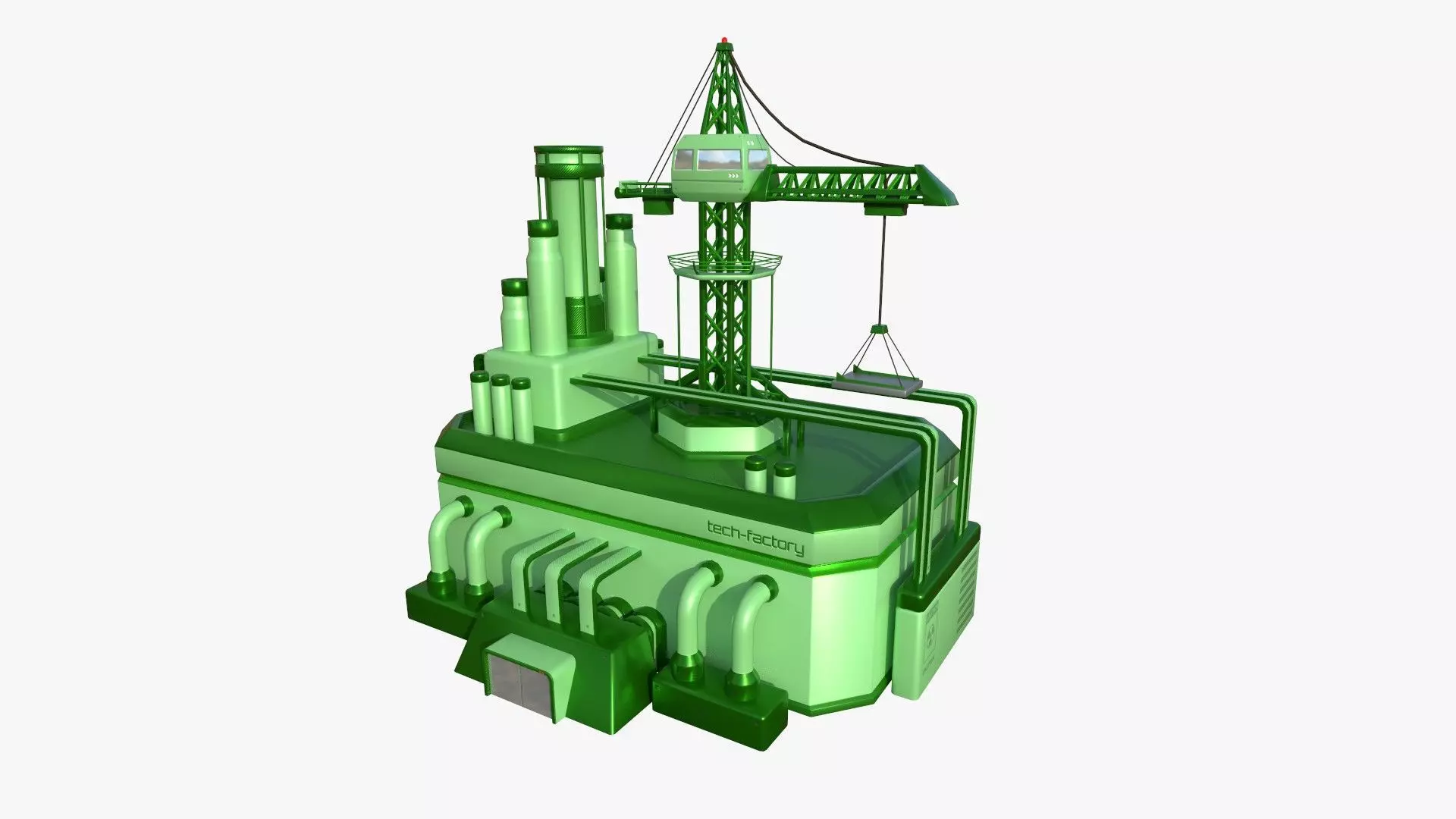 SciFi Factory A06 Green - Sci Fi Exterior Design Low-poly 3D model_0