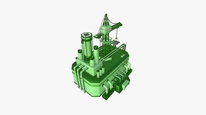 SciFi Factory A06 Green - Sci Fi Exterior Design Low-poly 3D model 3