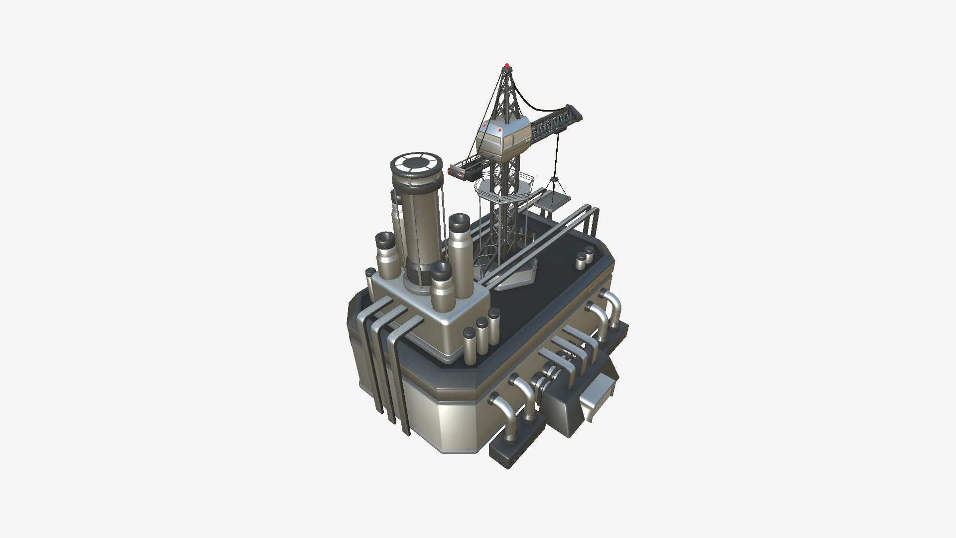 SciFi Factory A08 Metallic - Sci Fi Exterior Design Low-poly 3D model_2