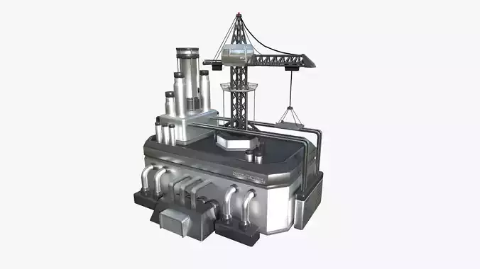 SciFi Factory A08 Metallic - Sci Fi Exterior Design Low-poly 3D model