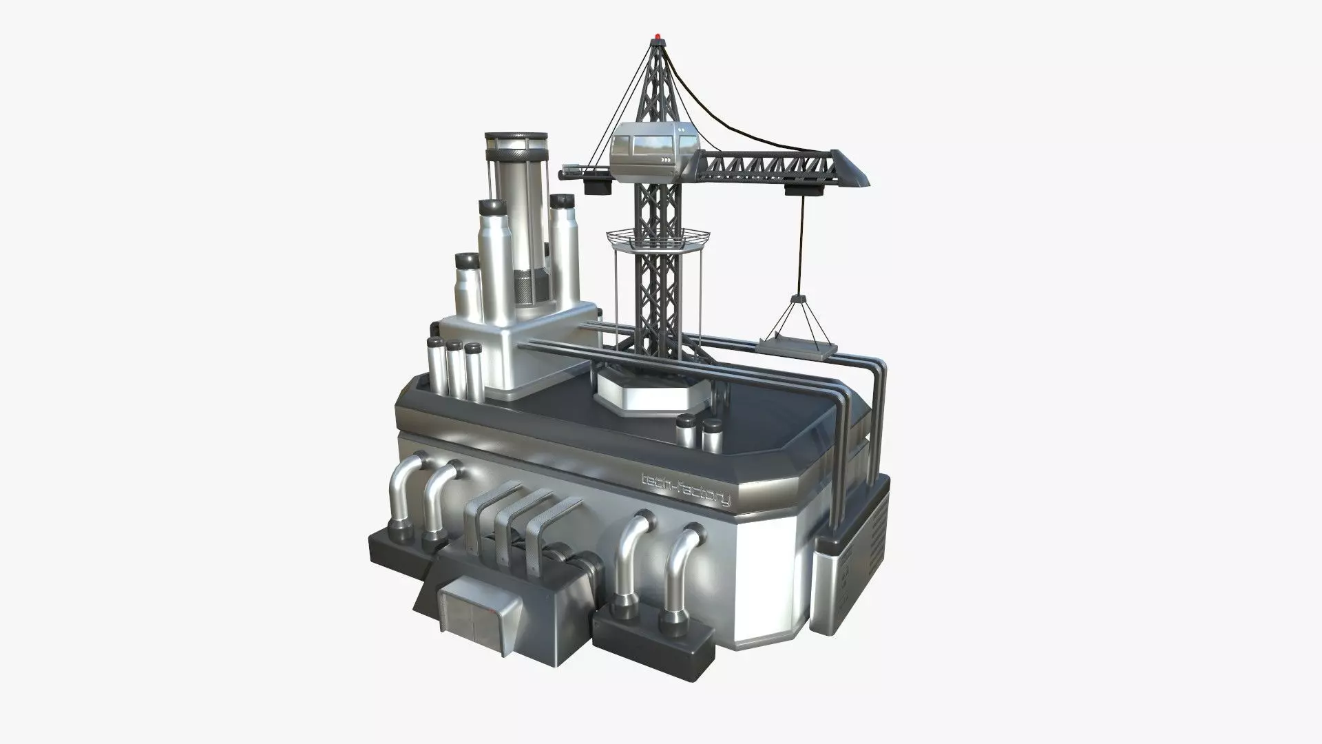 SciFi Factory A08 Metallic - Sci Fi Exterior Design Low-poly 3D model_0