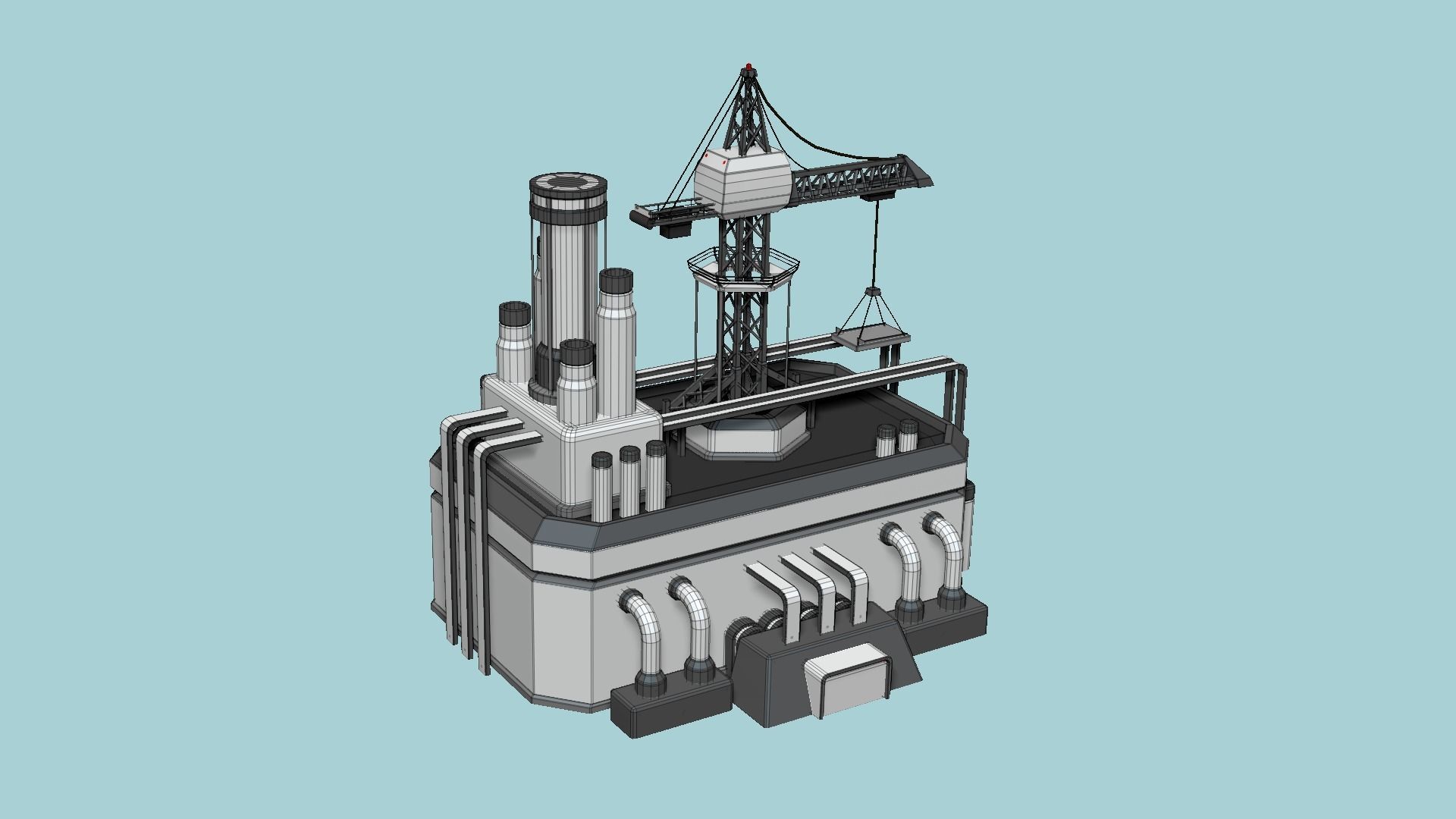 SciFi Factory A08 Metallic - Sci Fi Exterior Design Low-poly 3D model_6