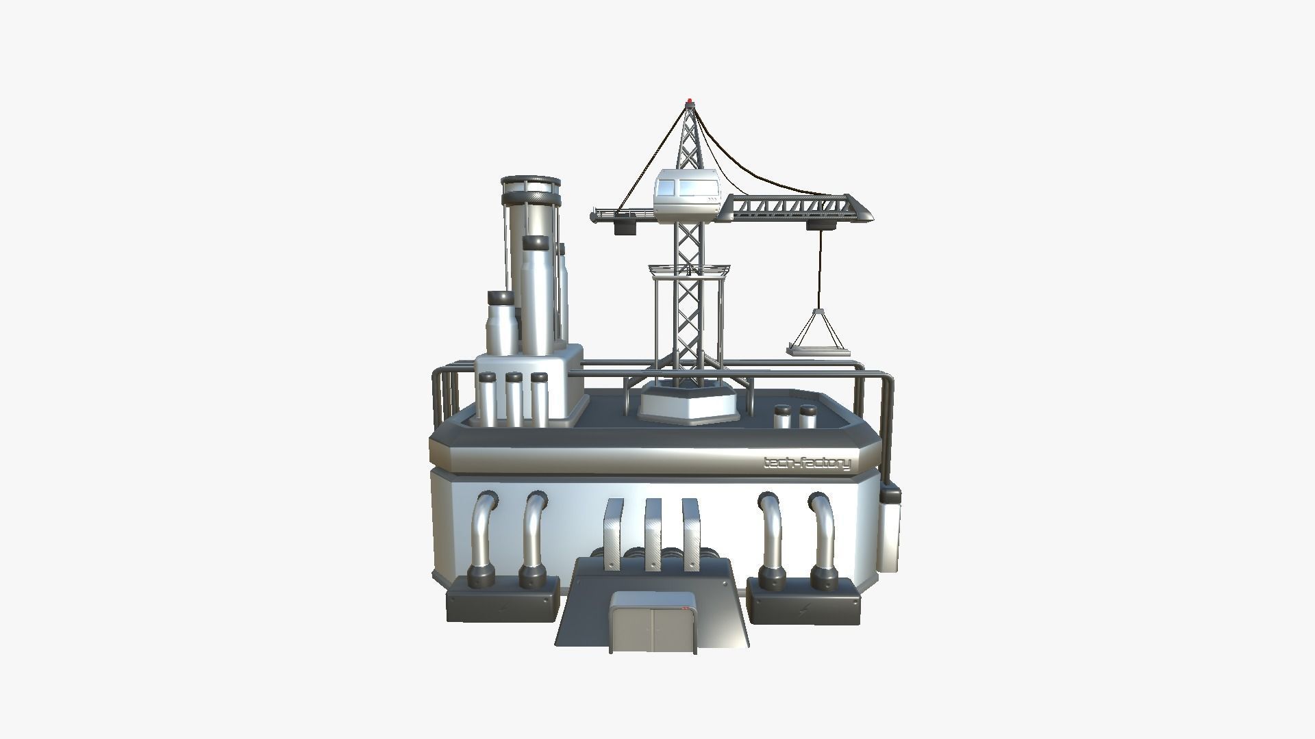 SciFi Factory A08 Metallic - Sci Fi Exterior Design Low-poly 3D model_1