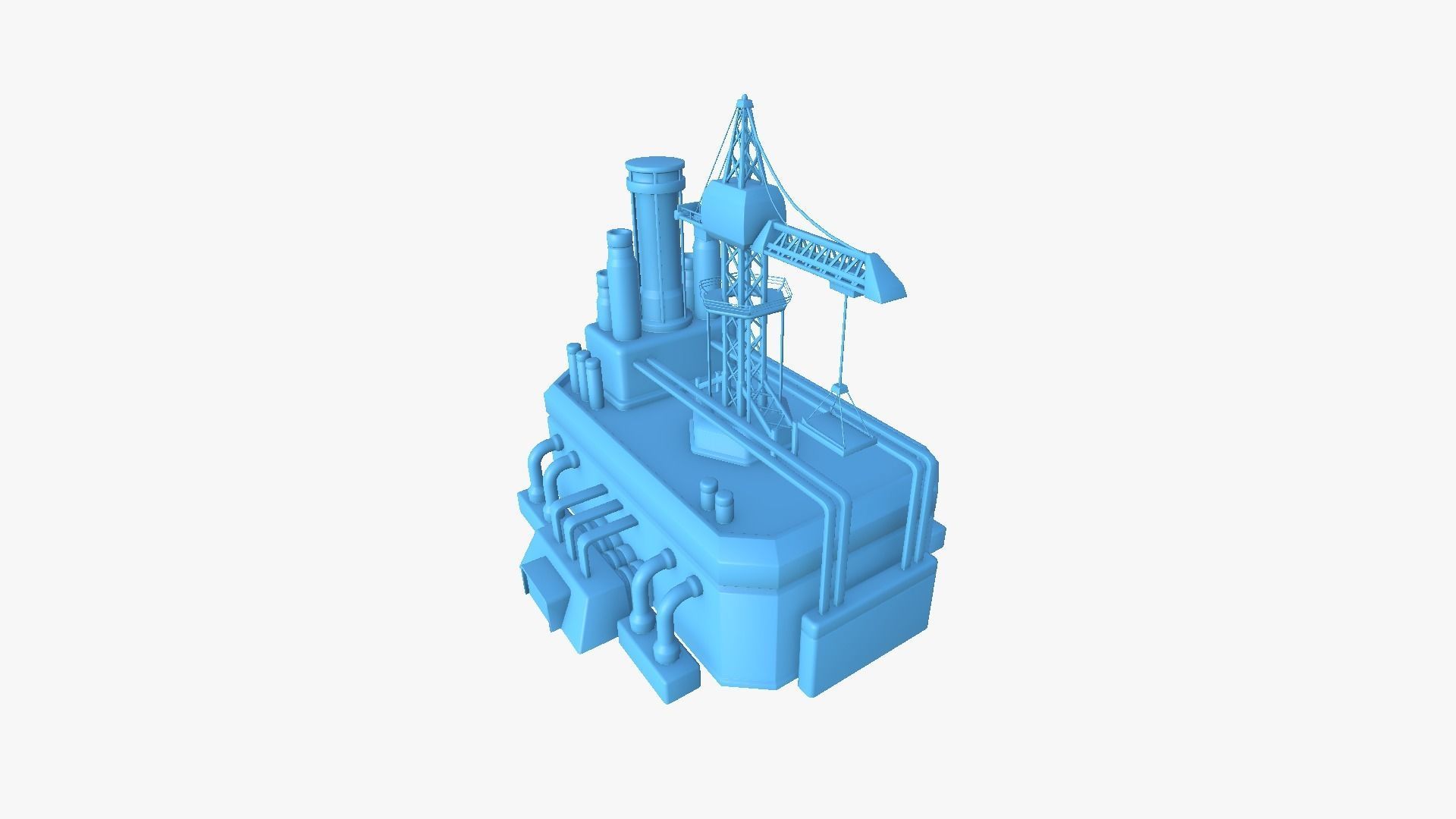 SciFi Factory A08 Metallic - Sci Fi Exterior Design Low-poly 3D model_9