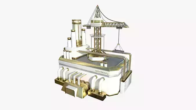 SciFi Factory A11 Gold - Sci Fi Exterior Design Low-poly 3D model