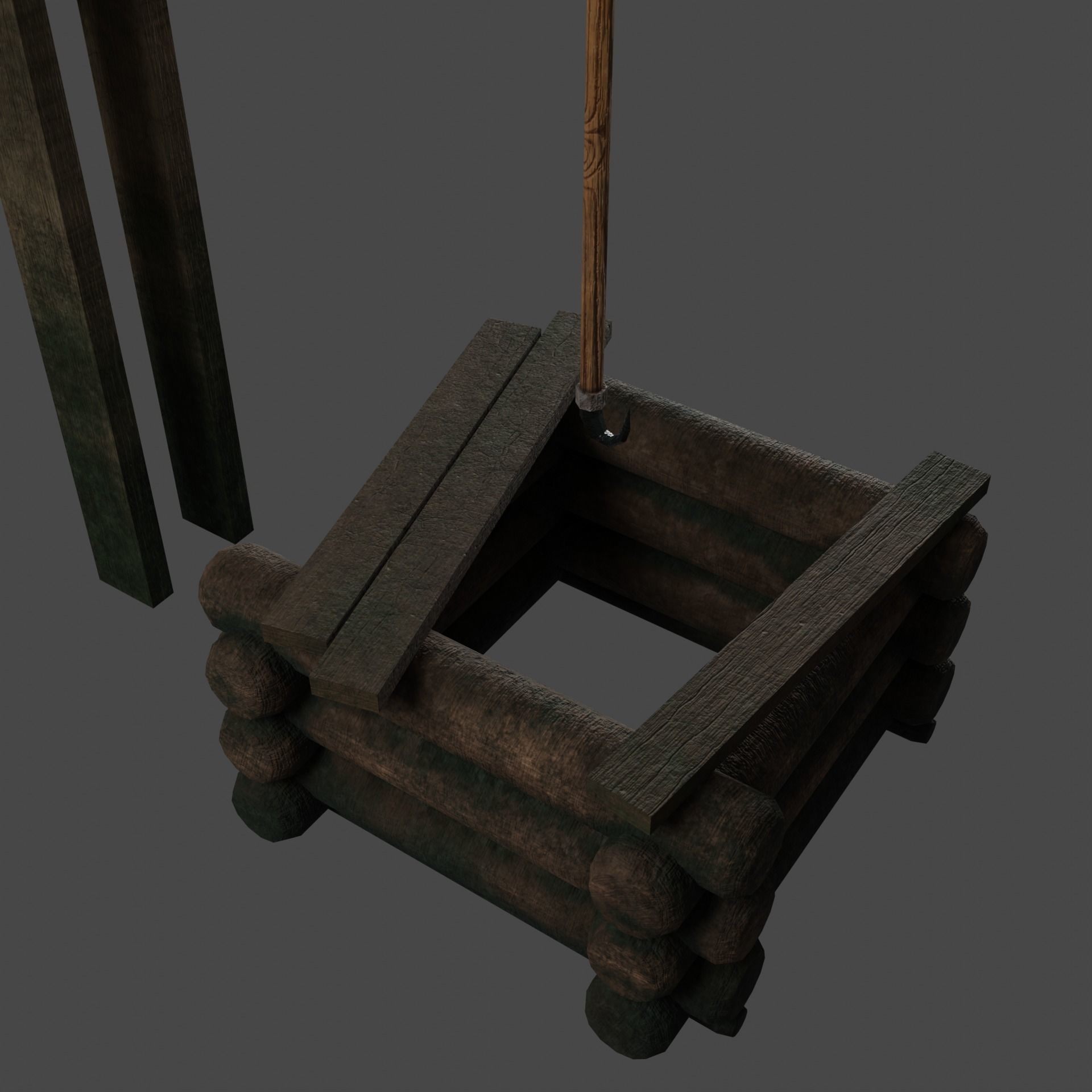 Medieval well pack low-poly PBR  game ready  Low-poly 3D model_8