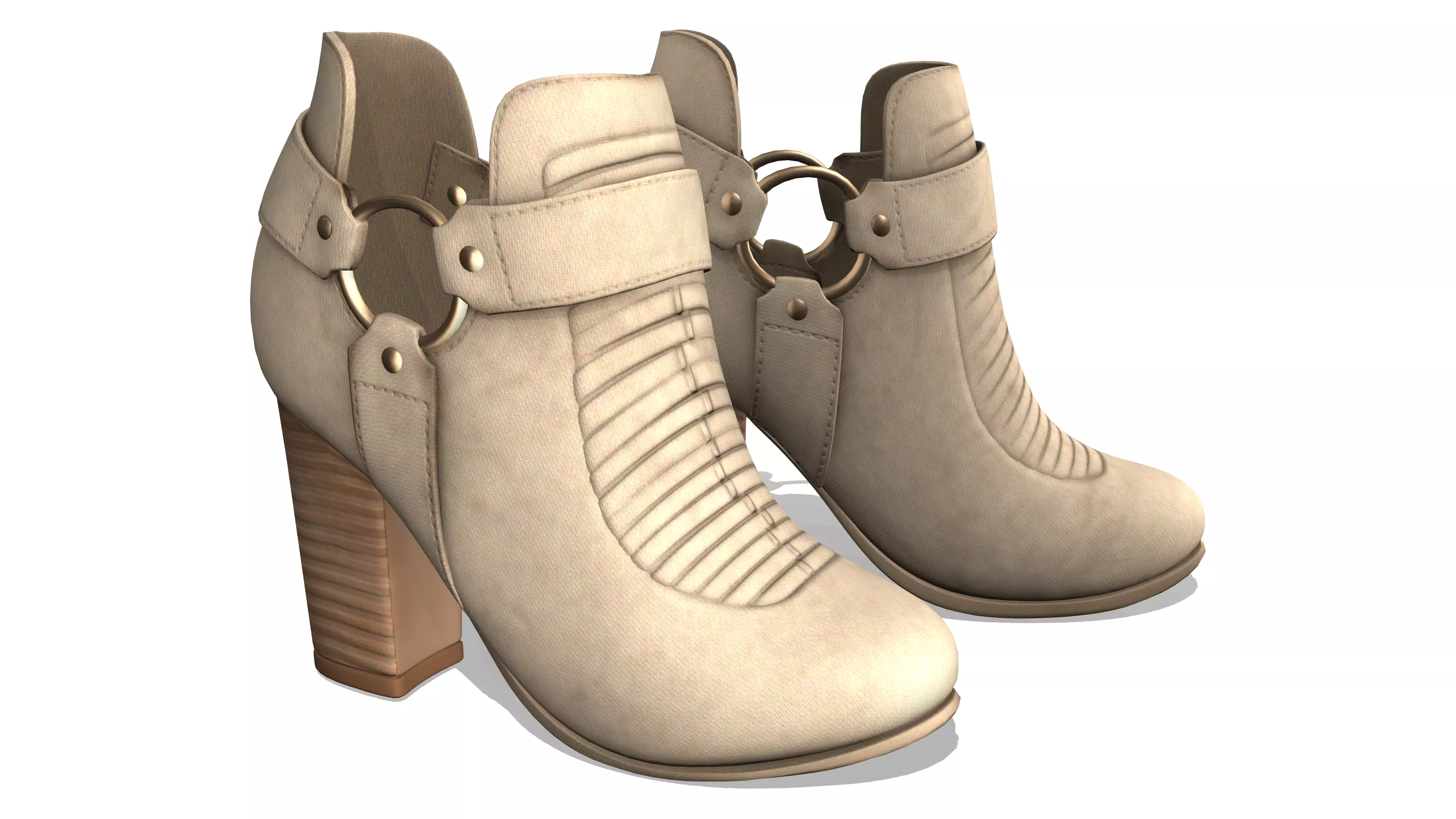 Faux Suede Cap Toe Ankle Boots Low-poly 3D model_0